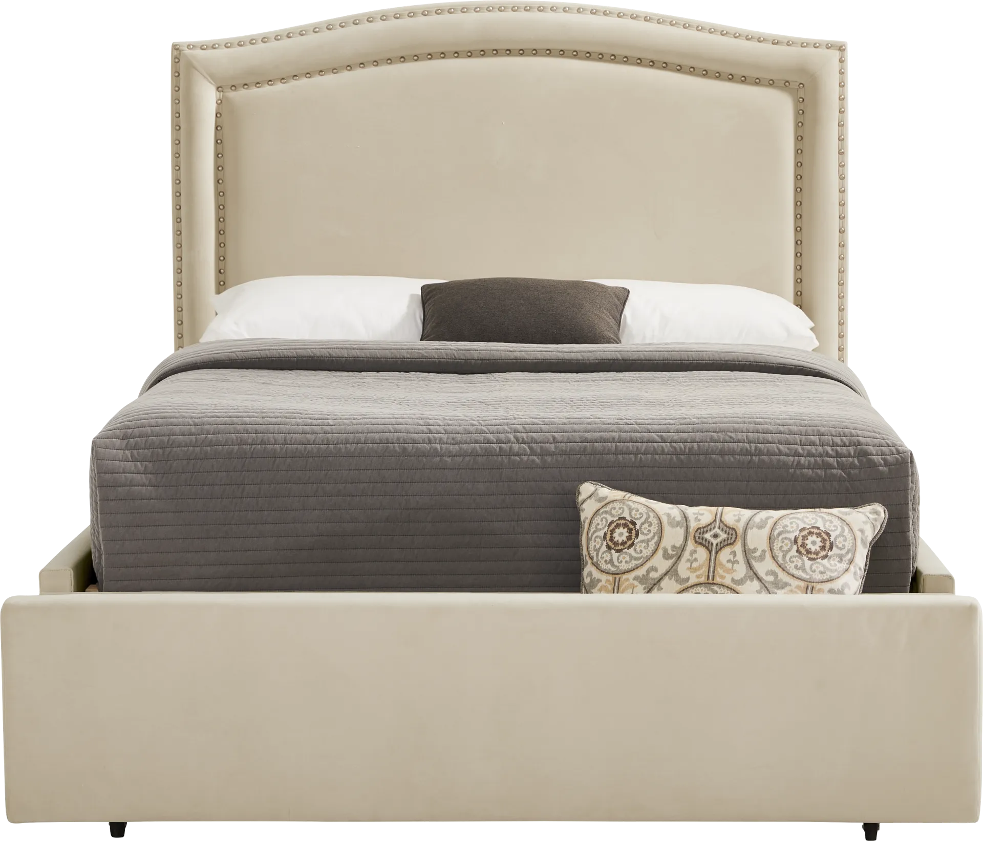 Loden II Cream 3 Pc Queen Upholstered Storage Bed - Image 1