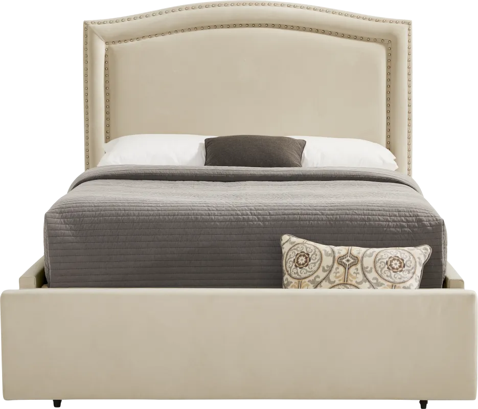 Loden II Cream 3 Pc Queen Upholstered Storage Bed