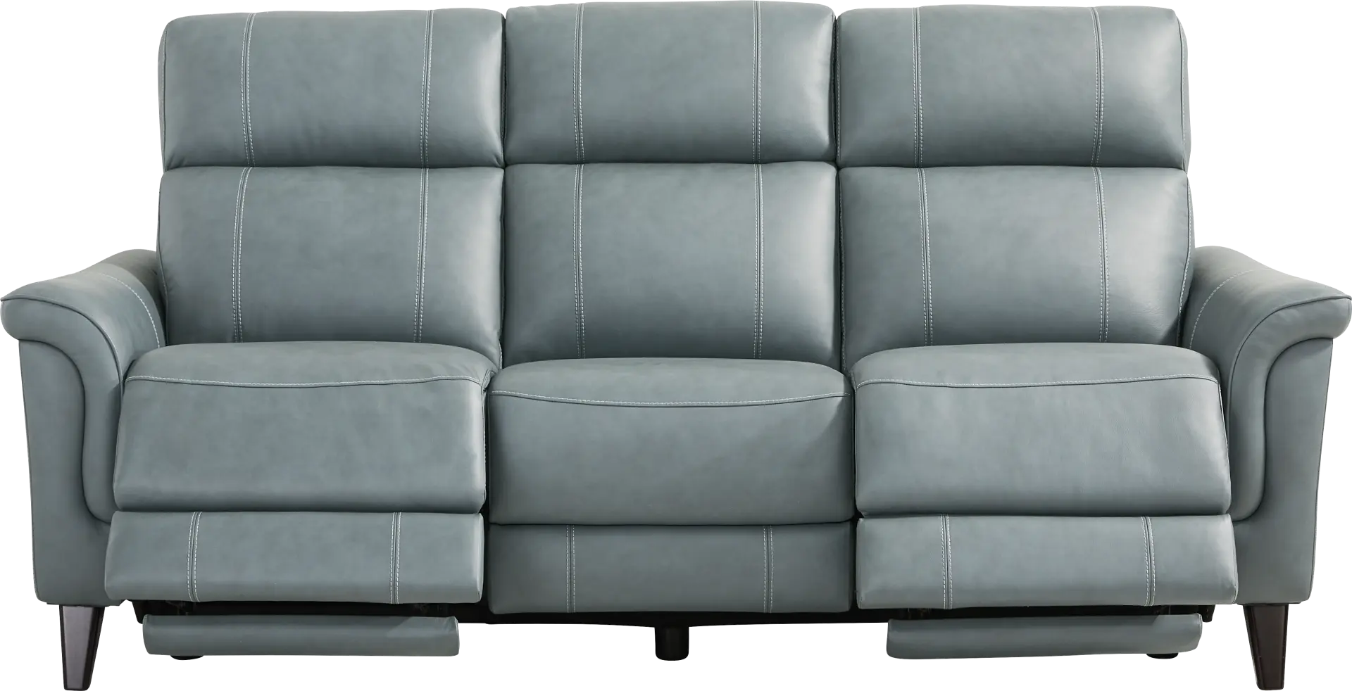 Antonella Blue Leather Dual Power Reclining Sofa