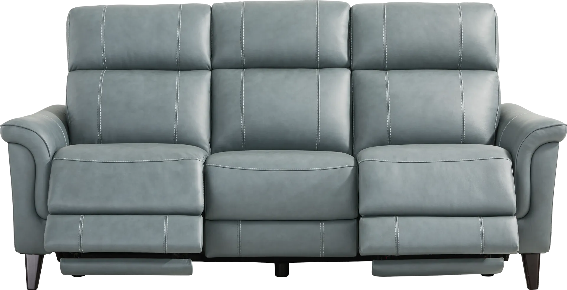Antonella Blue Leather Dual Power Reclining Sofa - Image 1