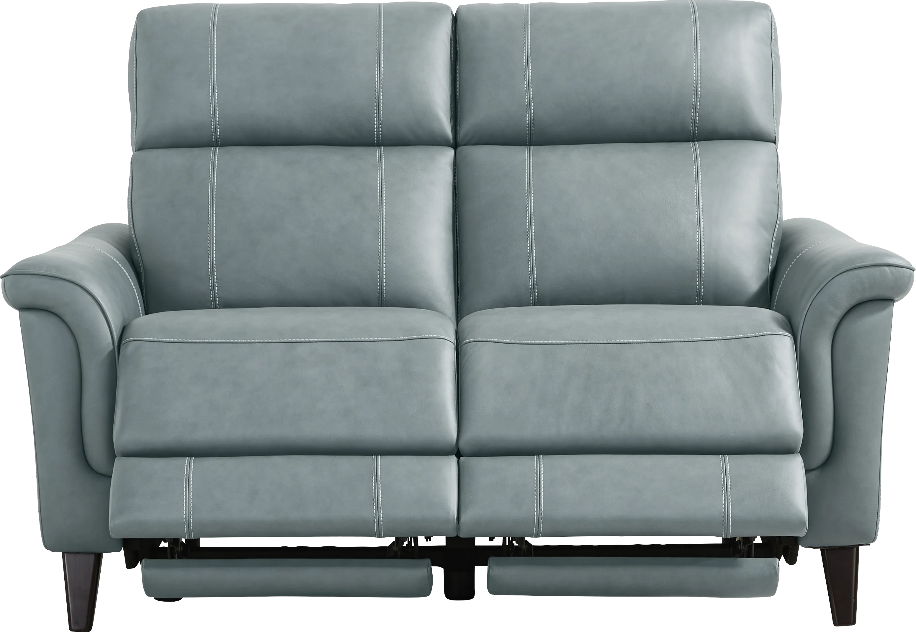 Antonella Blue Leather Dual Power Reclining Loveseat - Thumbnail - Image 1