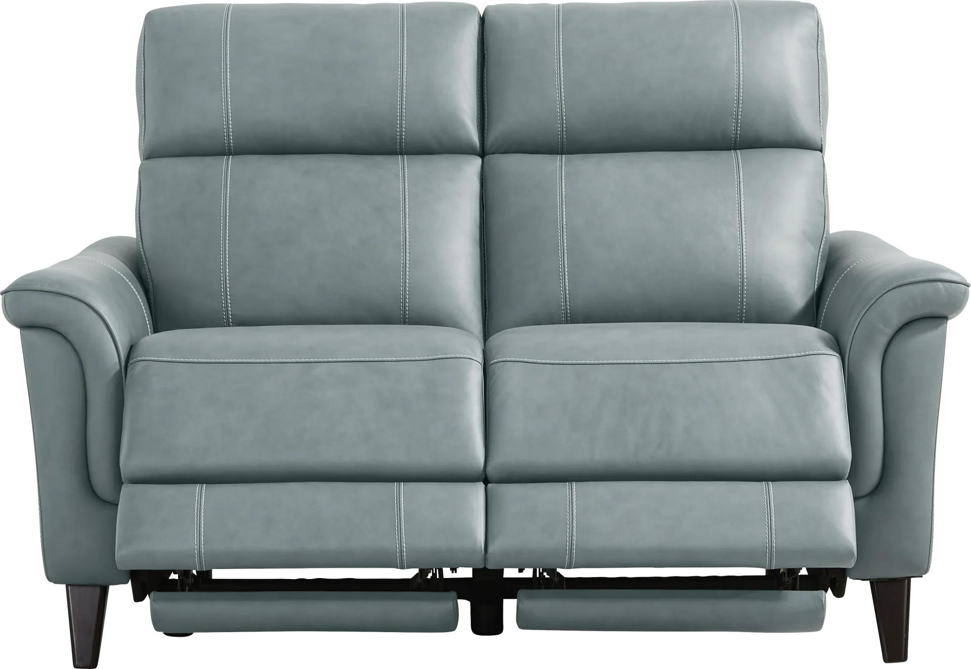Antonella Blue Leather Dual Power Reclining Loveseat - Image 2