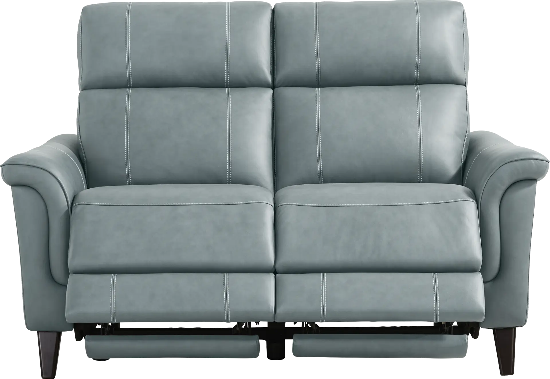 Antonella Blue Leather Dual Power Reclining Loveseat