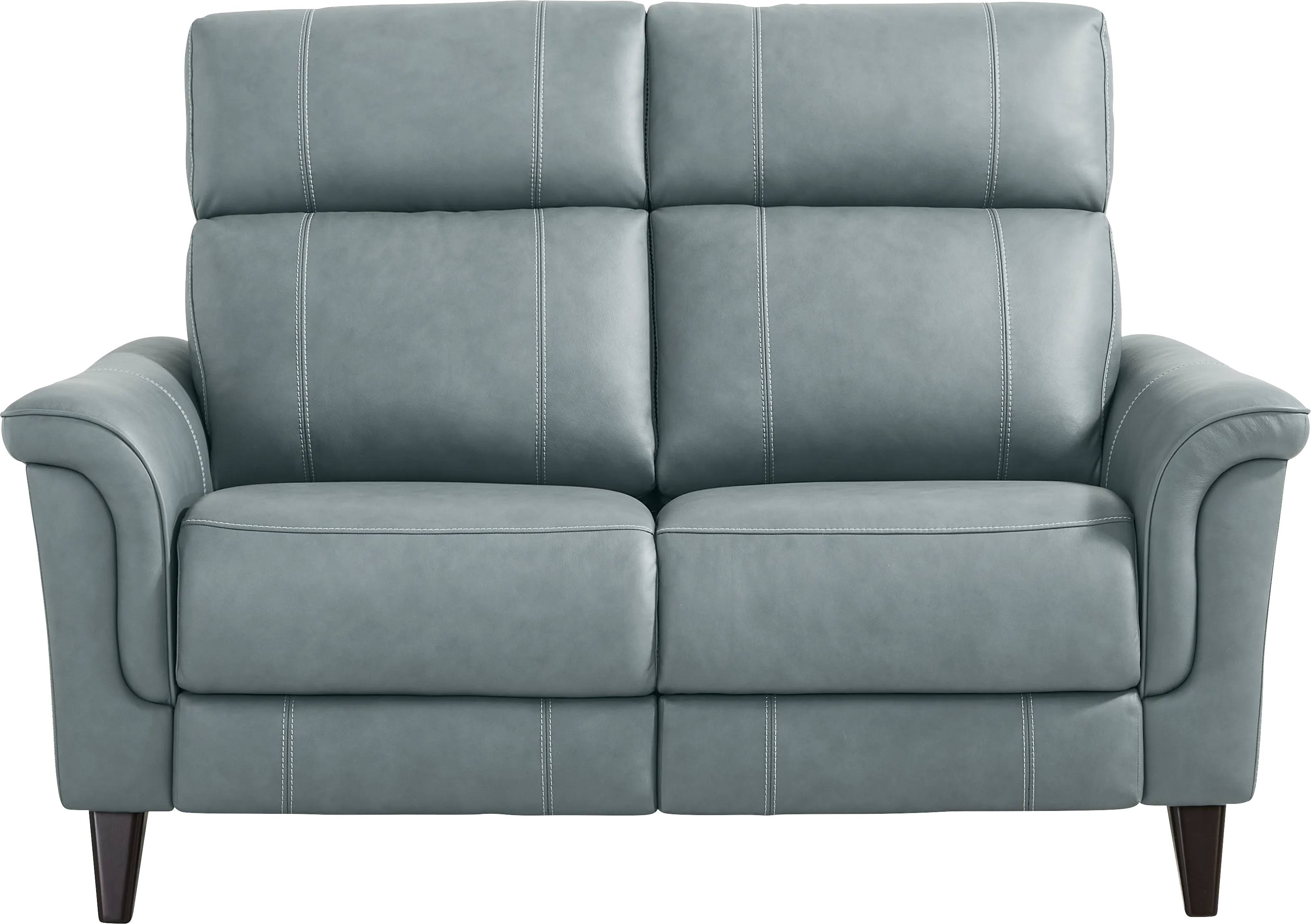 Antonella Blue Leather Loveseat - Thumbnail - Image 1