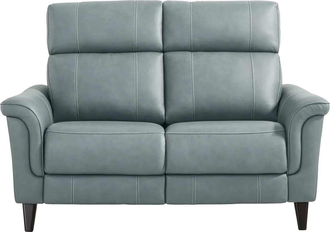 Antonella Blue Leather Loveseat