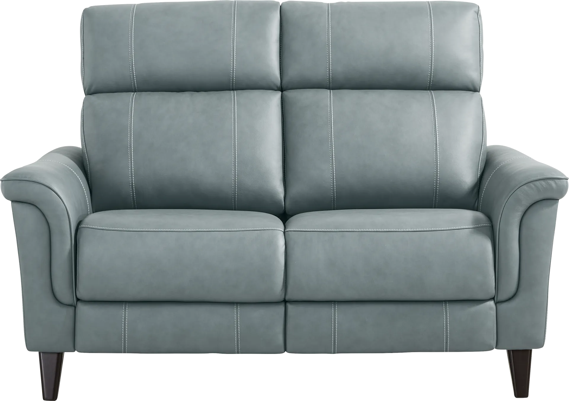 Antonella Blue Leather Loveseat - Image 2