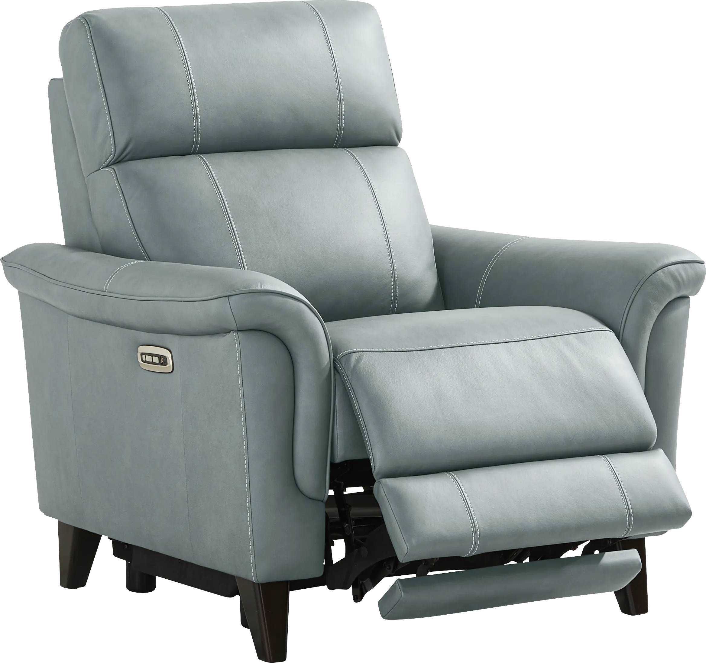 Antonella Blue Leather Dual Power Recliner - Thumbnail - Image 1