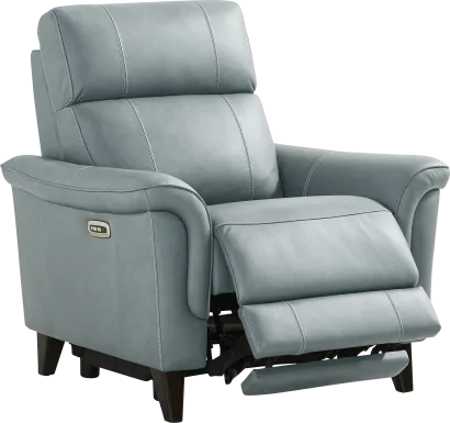 Antonella Blue Leather Dual Power Recliner
