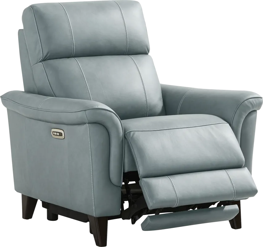 Antonella Blue Leather Dual Power Recliner