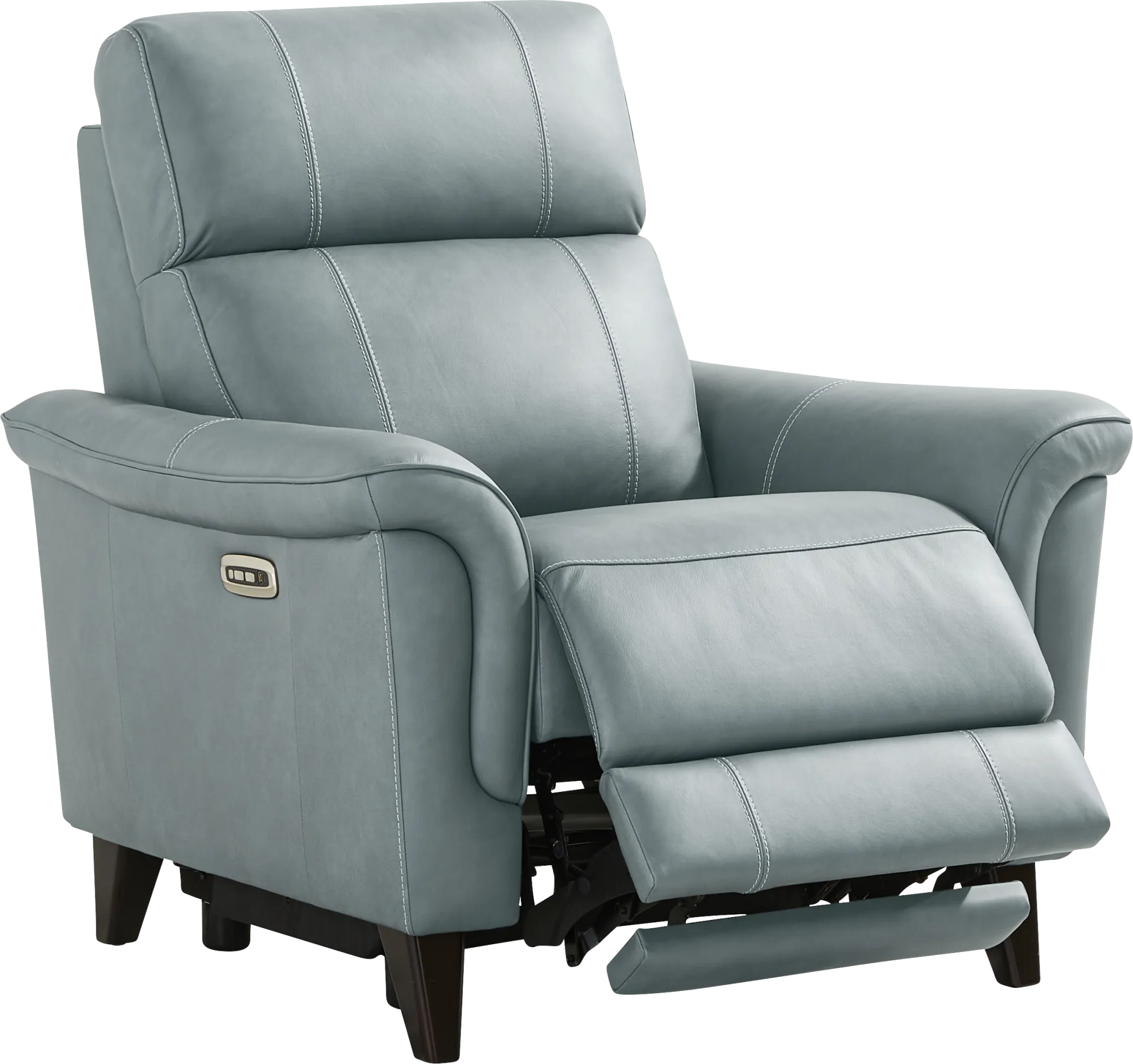 Antonella Blue Leather 6 Pc Living Room with Dual Power Reclining Sofa - Image 13