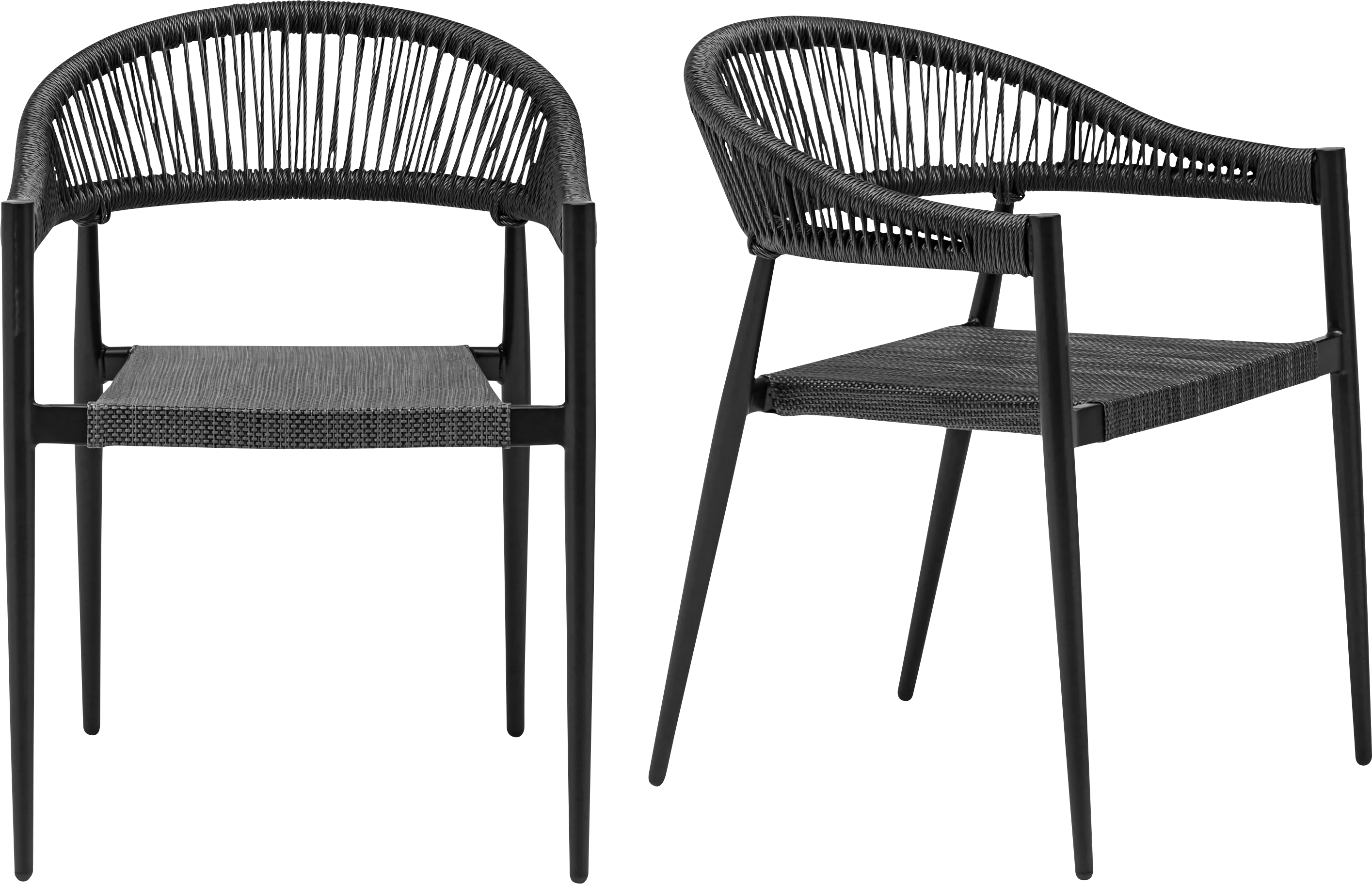 Outdoor Quadpaw Black Arm Chair, Set of 2 - Thumbnail - Image 1