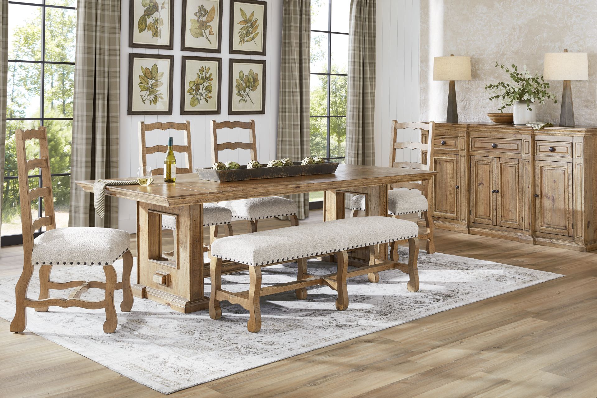 Briar Hill Natural 6 Pc Dining Room with Bench - Image 1