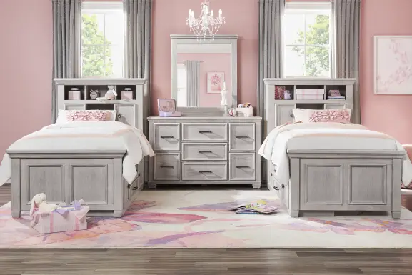 Kids Canyon Lake Ash Gray Twin Bookcase Bedroom