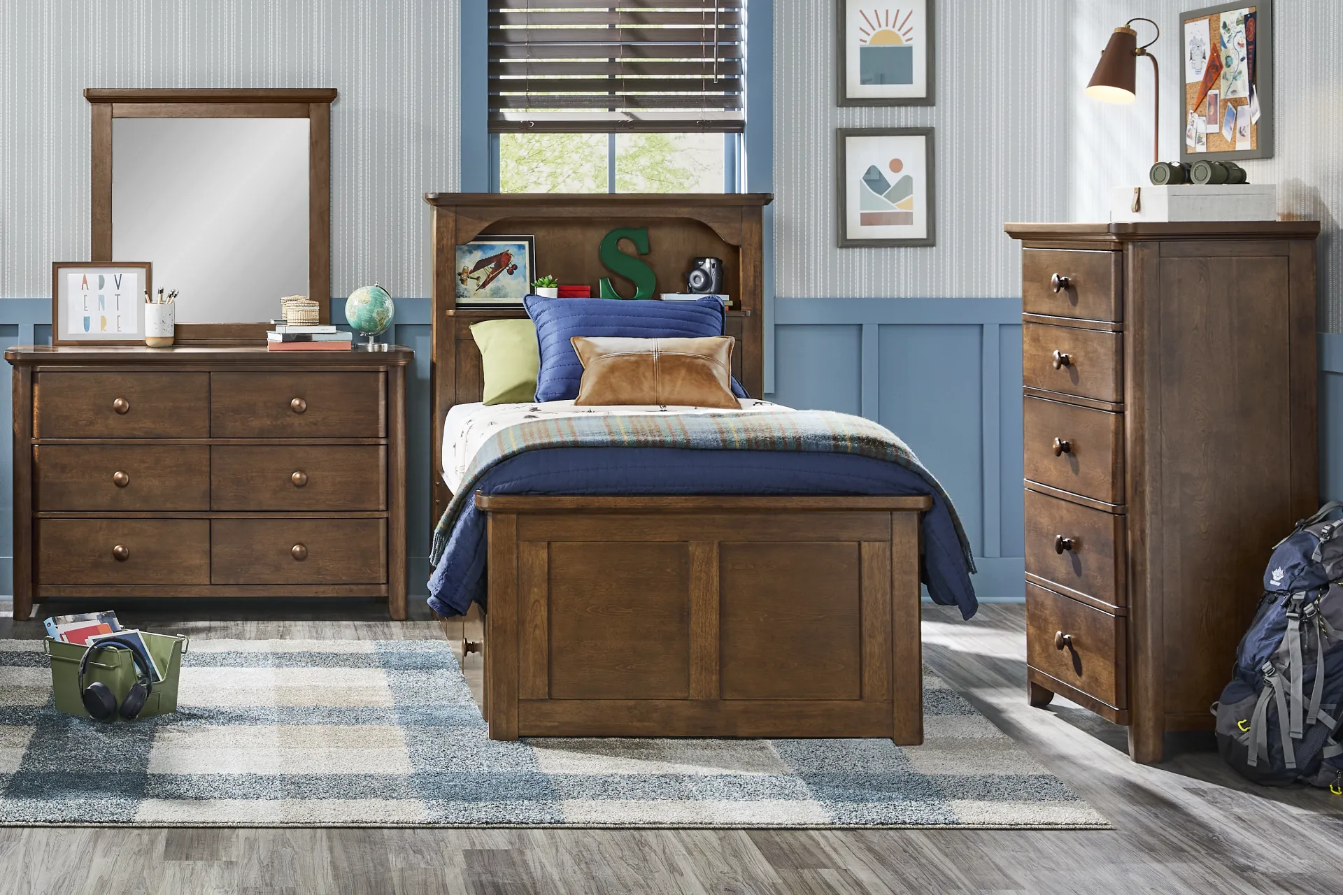 Kids South Bend Brown Cherry Twin Bookcase Bed - Image 1