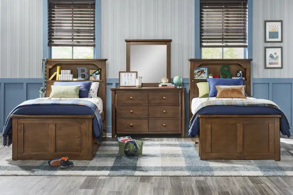 Kids South Bend Brown Cherry Twin Bookcase Bedroom