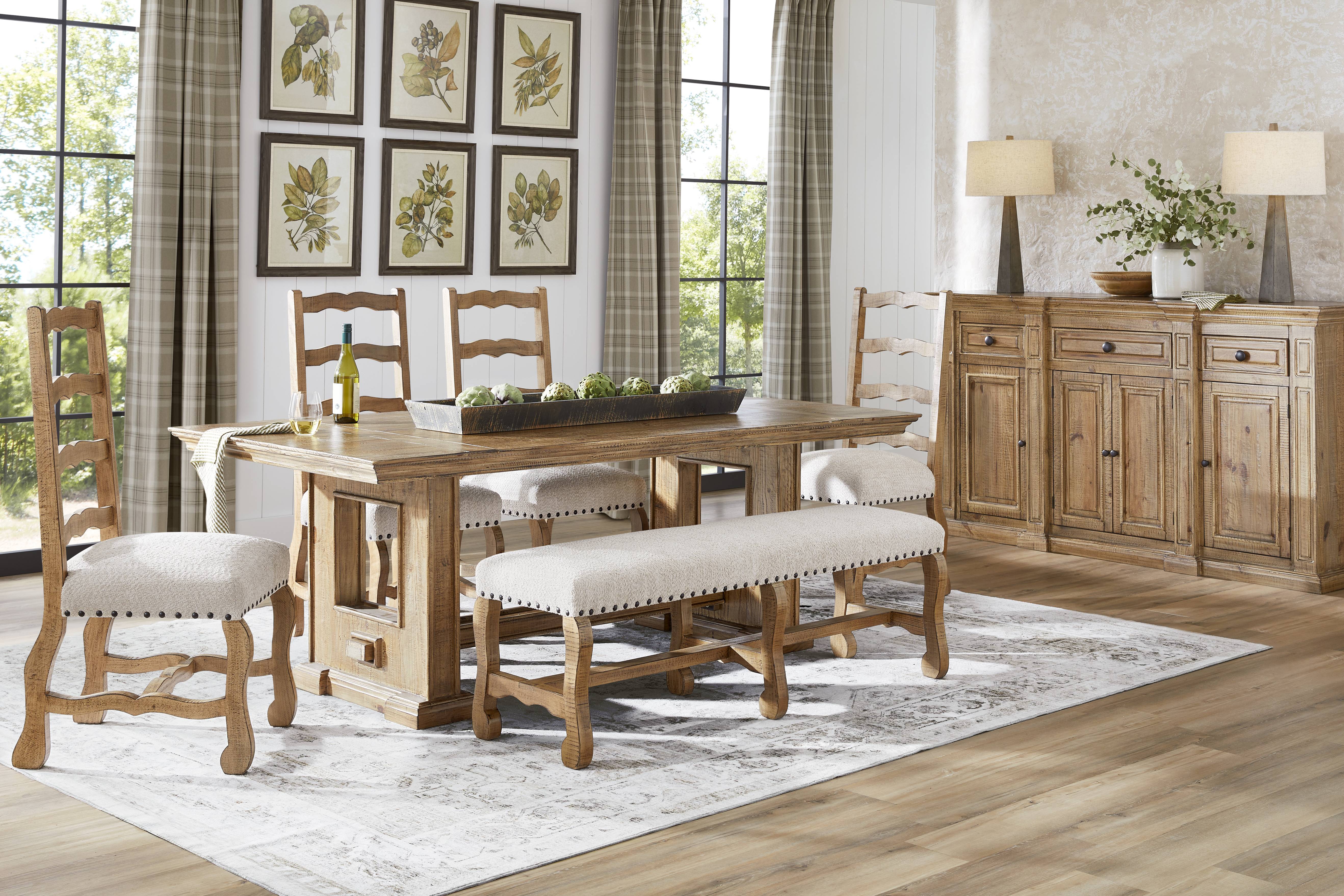 Briar Hill Natural 6 Pc Dining Room with Bench - Thumbnail - Image 1