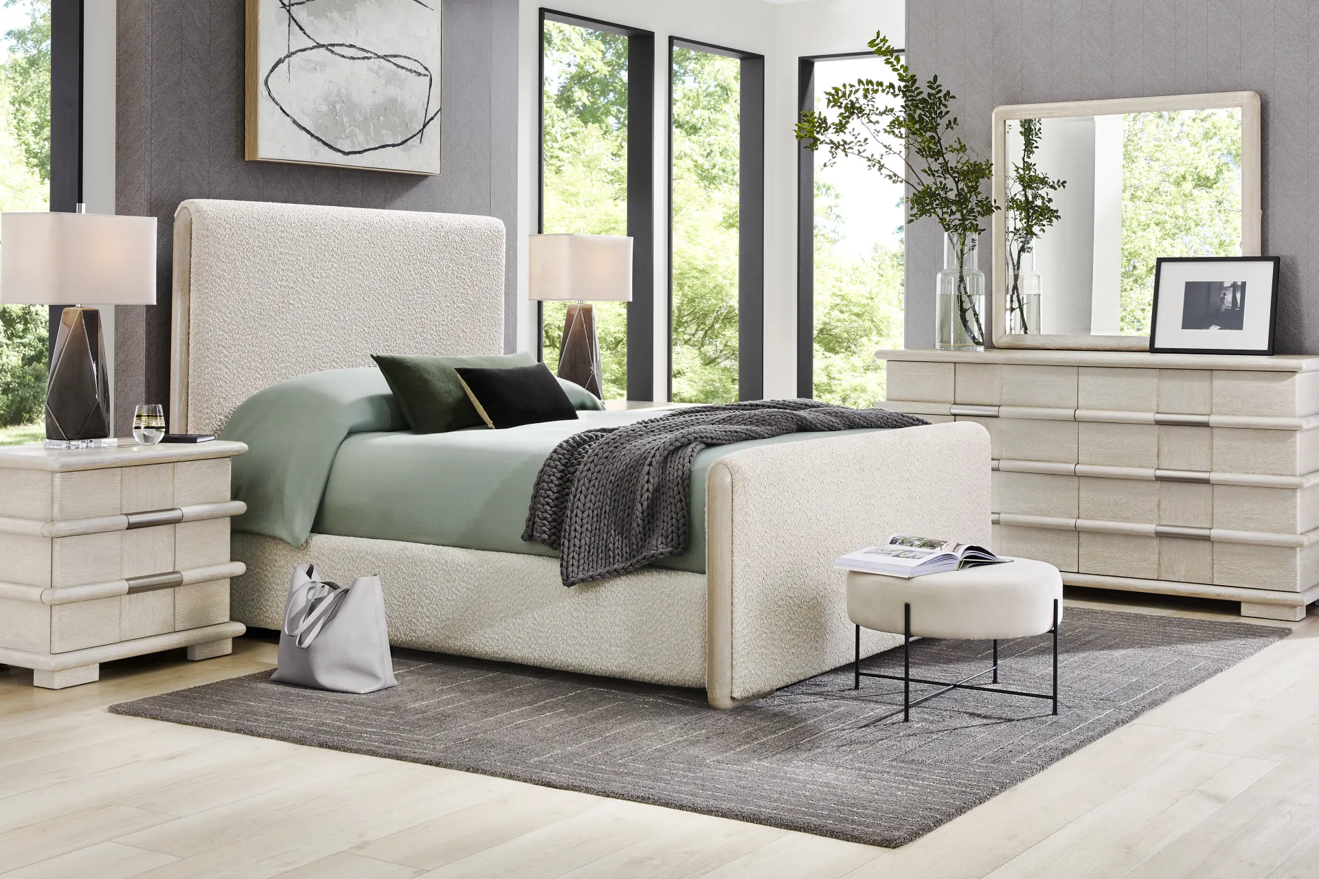 Moreno Stone 3 Pc King Upholstered Bed - Image 1
