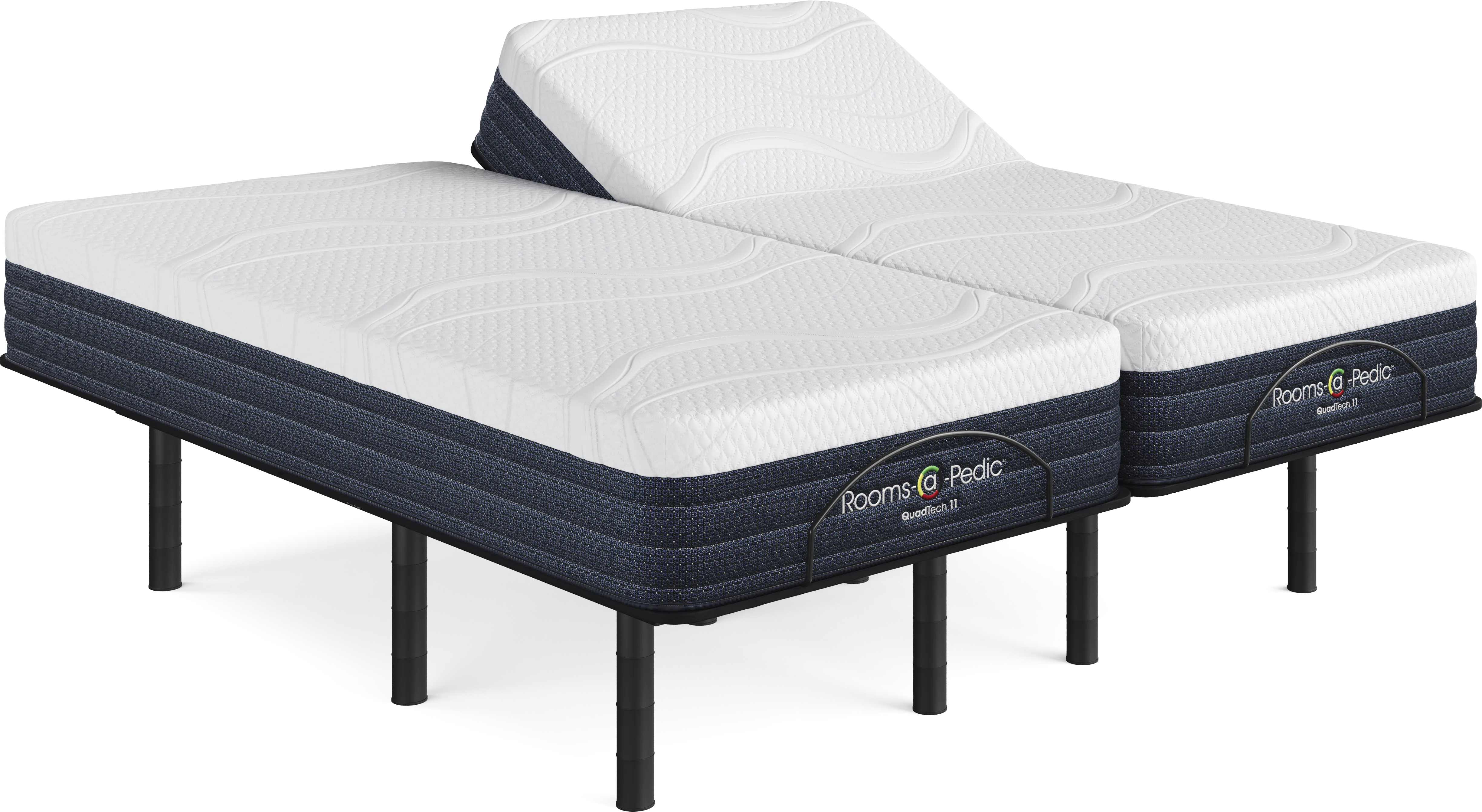 Rooms-a-Pedic QuadTech 11 Split King Mattress with Head Up Only Base - Thumbnail - Image 1