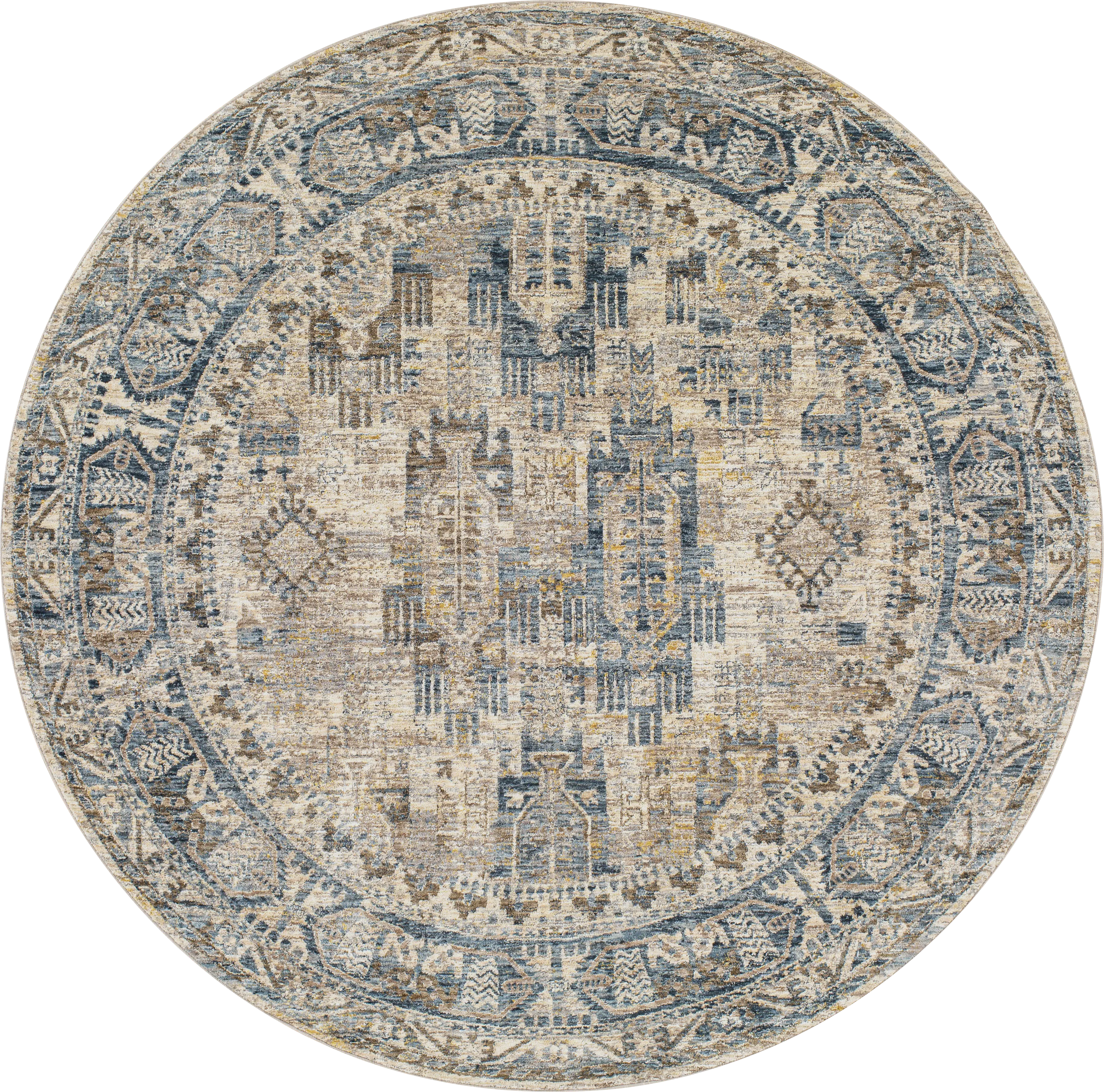 Falworth Blue 6'7 Round Rug - Thumbnail - Image 1