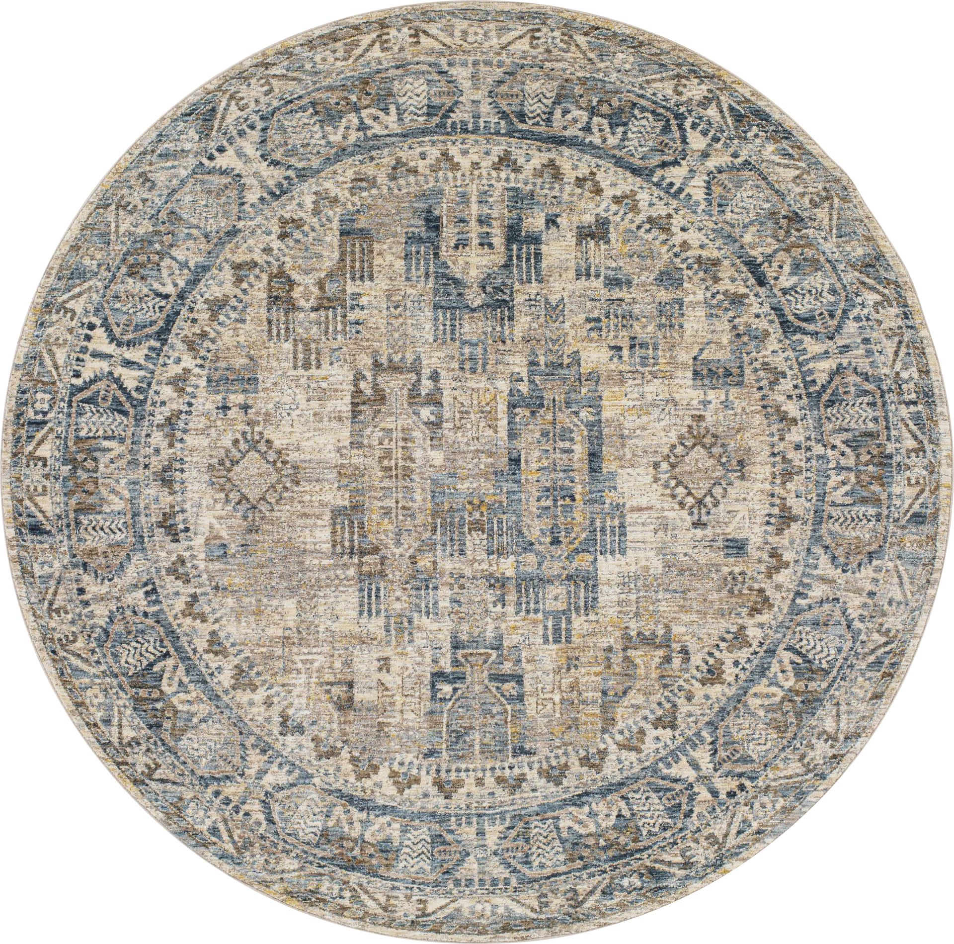 Falworth Blue 6'7 Round Rug - Image 1