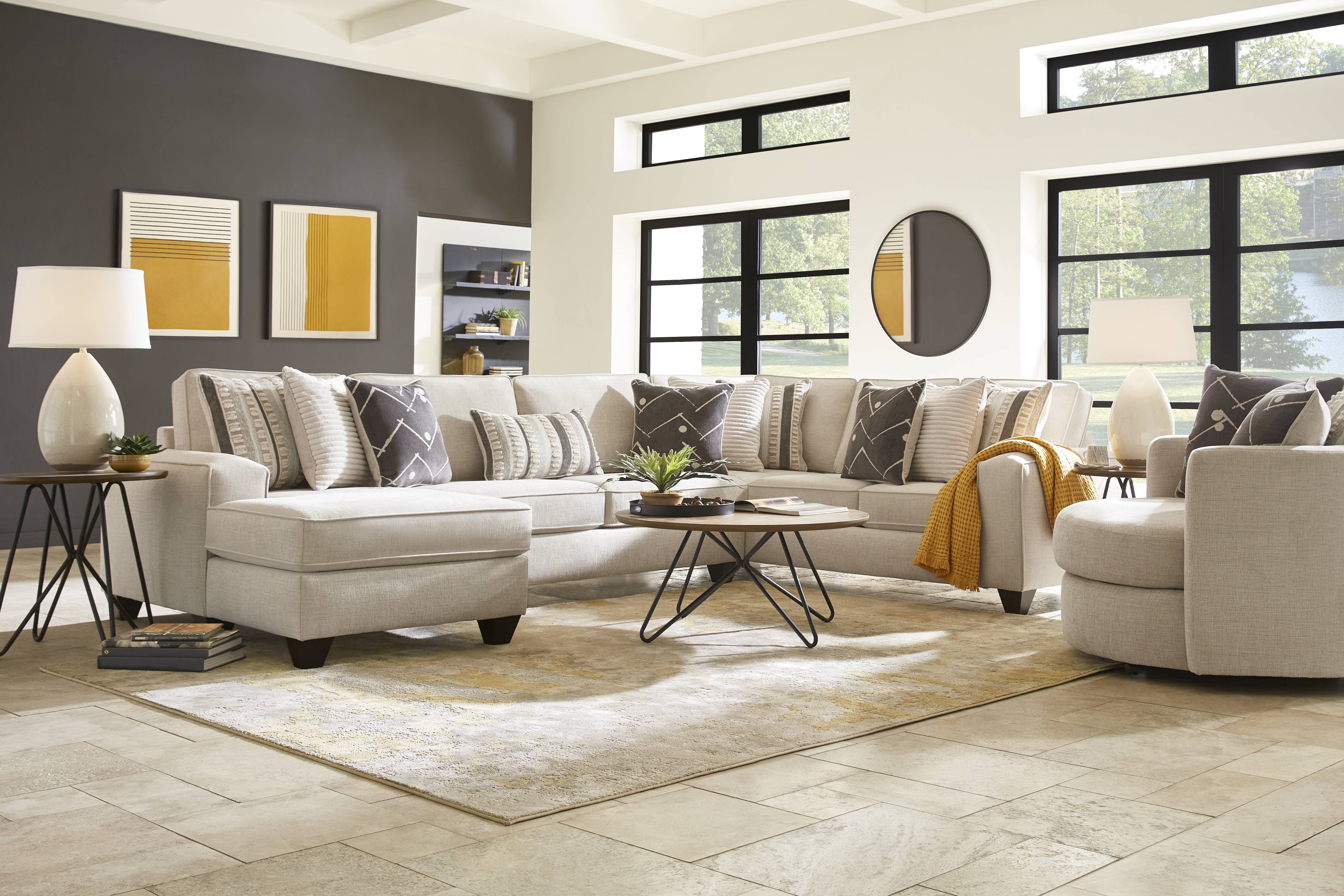 Aberlin Court Beige 3 Pc Sectional