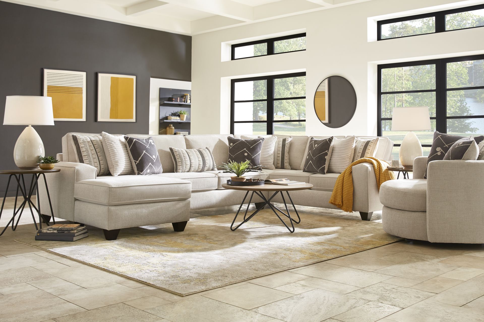 Aberlin Court Beige 3 Pc Sectional - Image 2