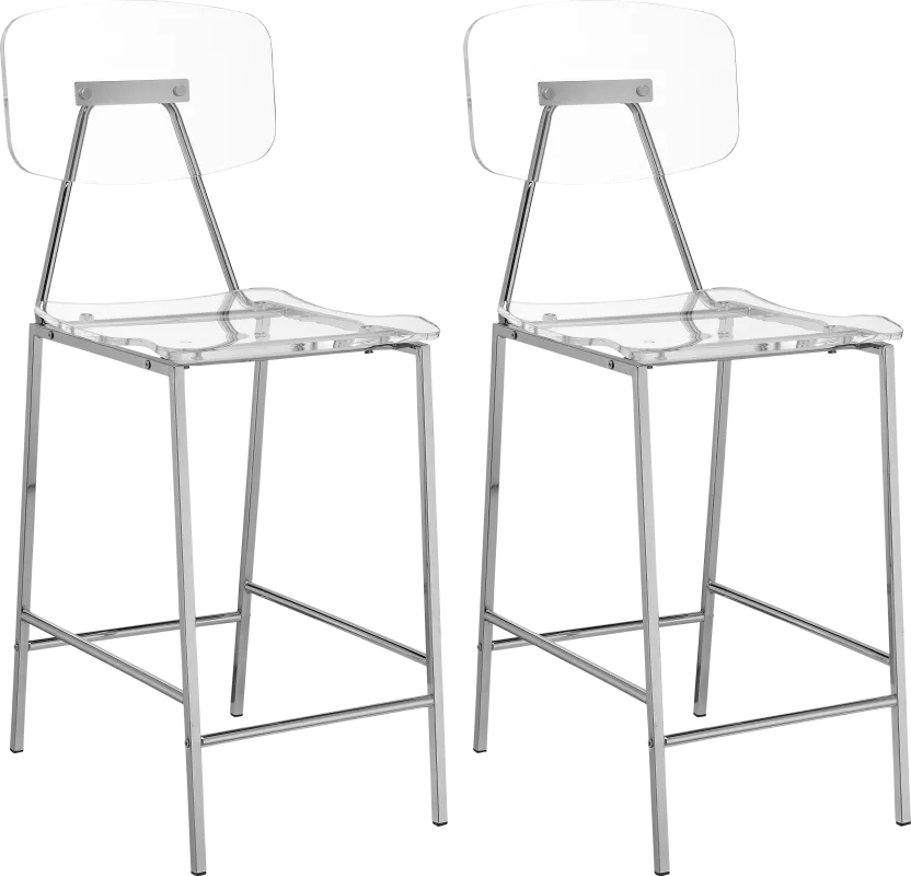 Hamdin II Clear Counter Height Stool, Set of 2