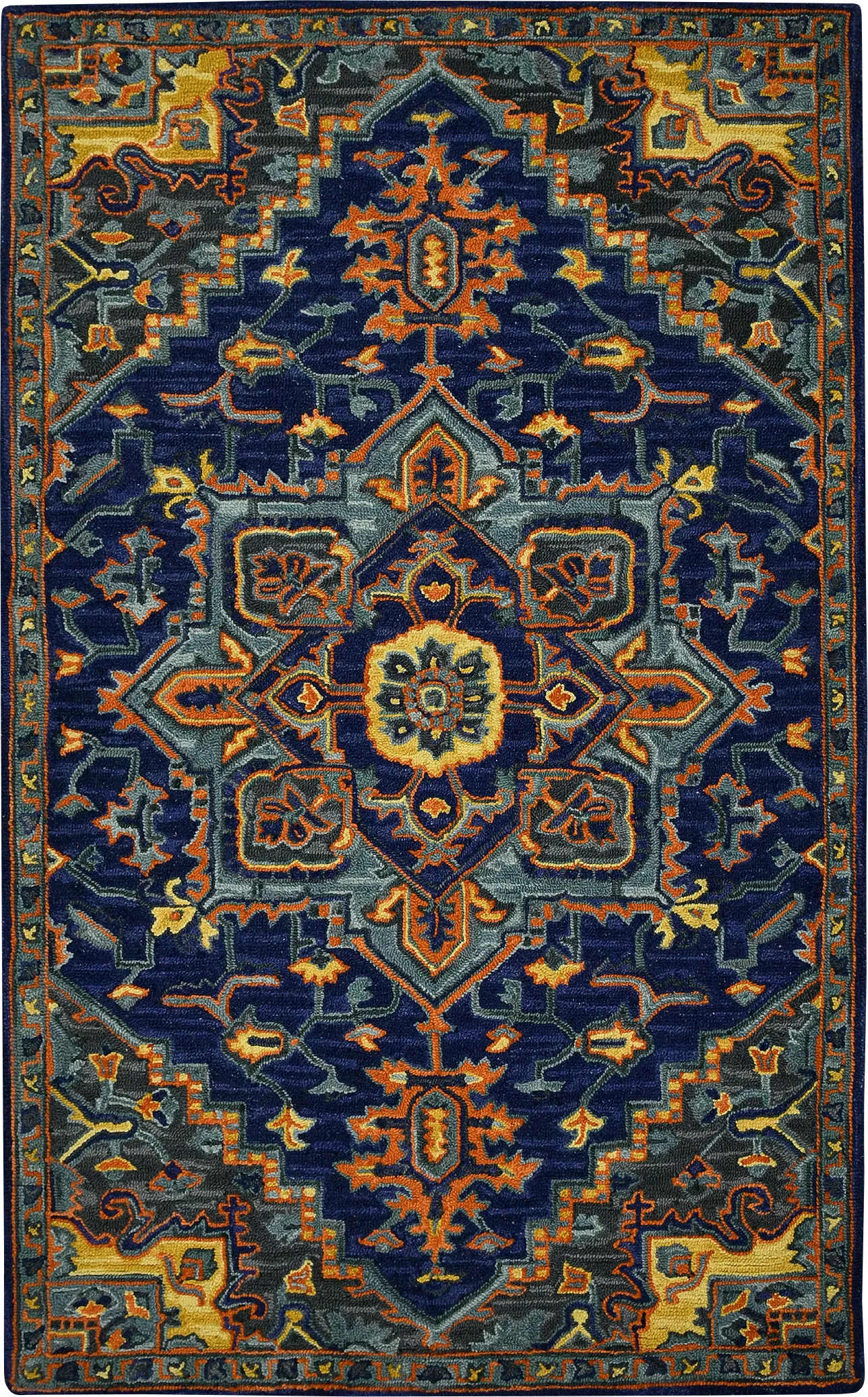 Bania Dark Blue 5' x 8' Rug - Thumbnail - Image 1