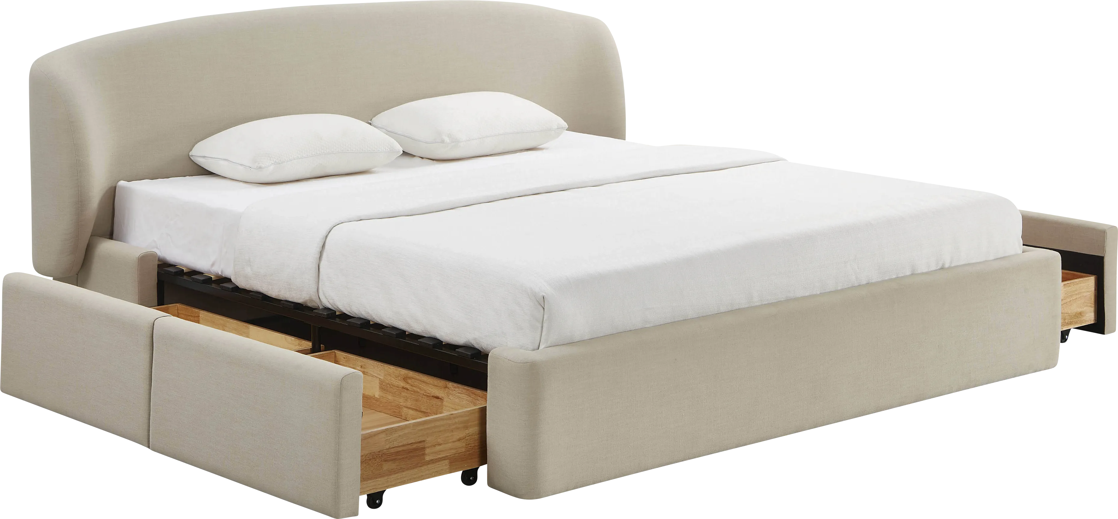 Owlair Cream King Storage Bed - Thumbnail - Image 1