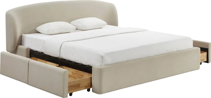 Owlair Cream King Storage Bed