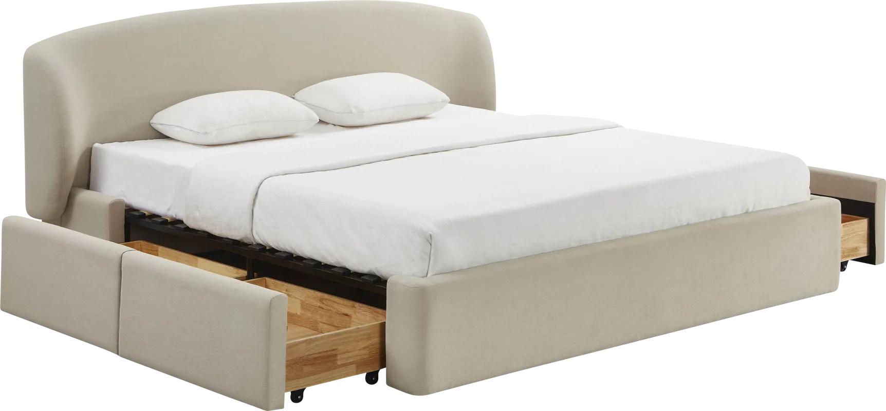 Owlair Taupe King Storage Bed