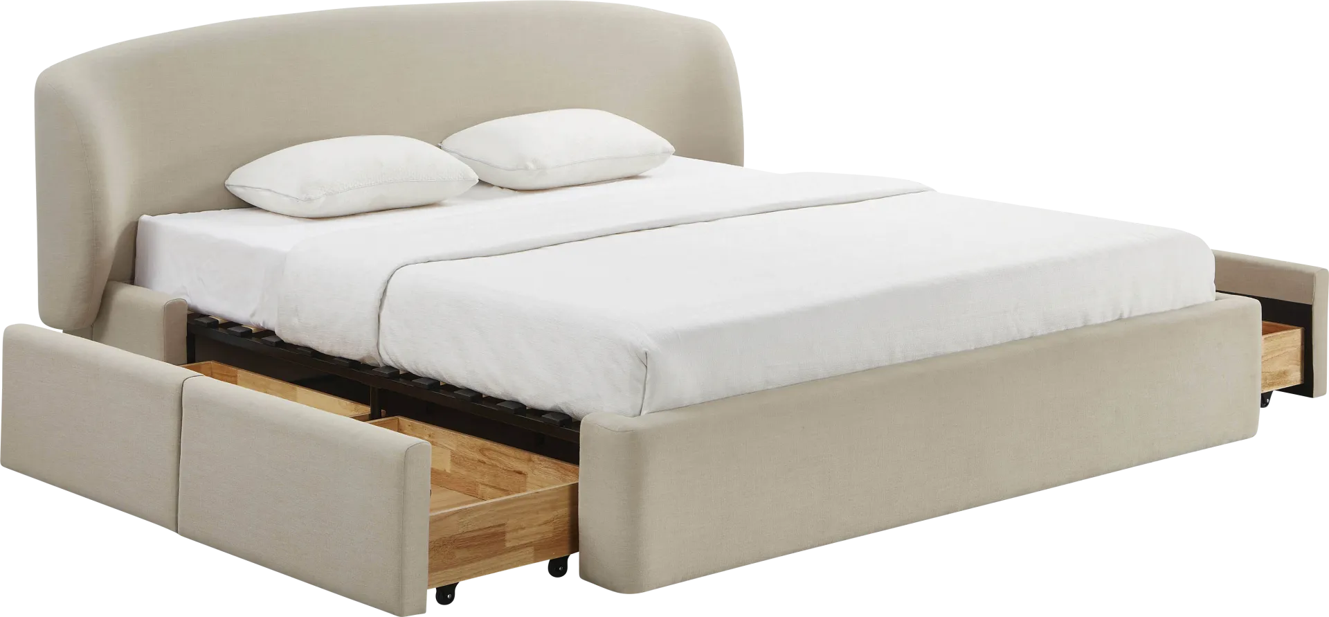 Owlair Cream King Storage Bed - Image 1