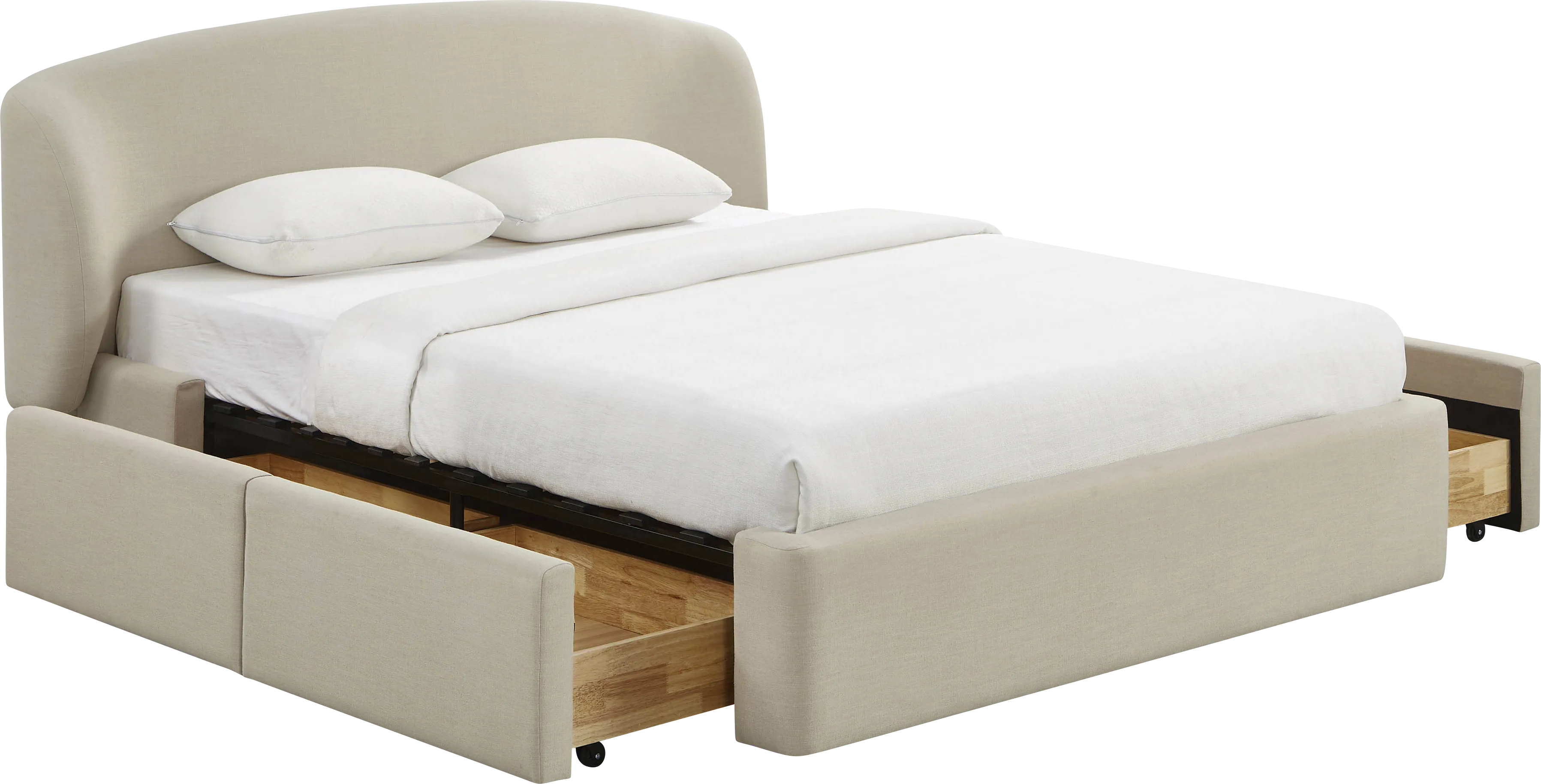 Owlair Cream Queen Storage Bed - Thumbnail - Image 1