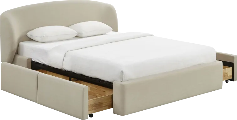 Owlair Cream Queen Storage Bed