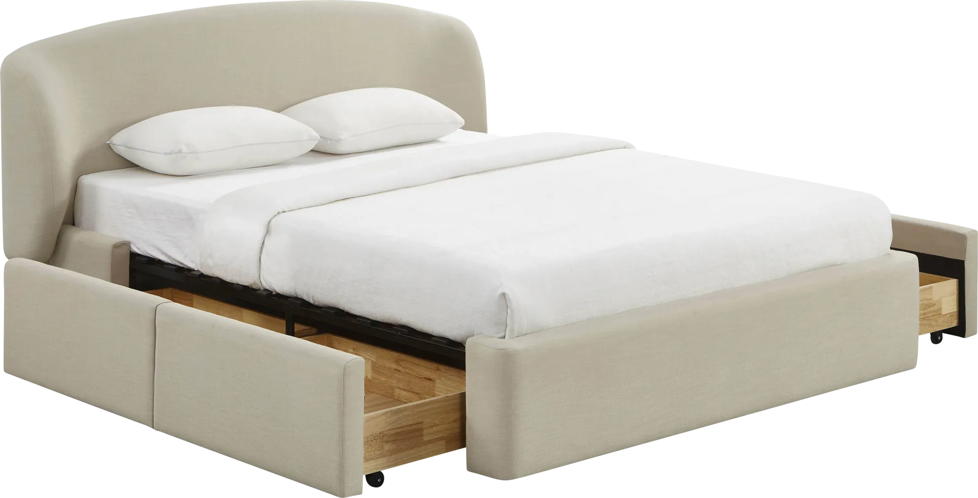 Owlair Cream Queen Storage Bed - Image 1