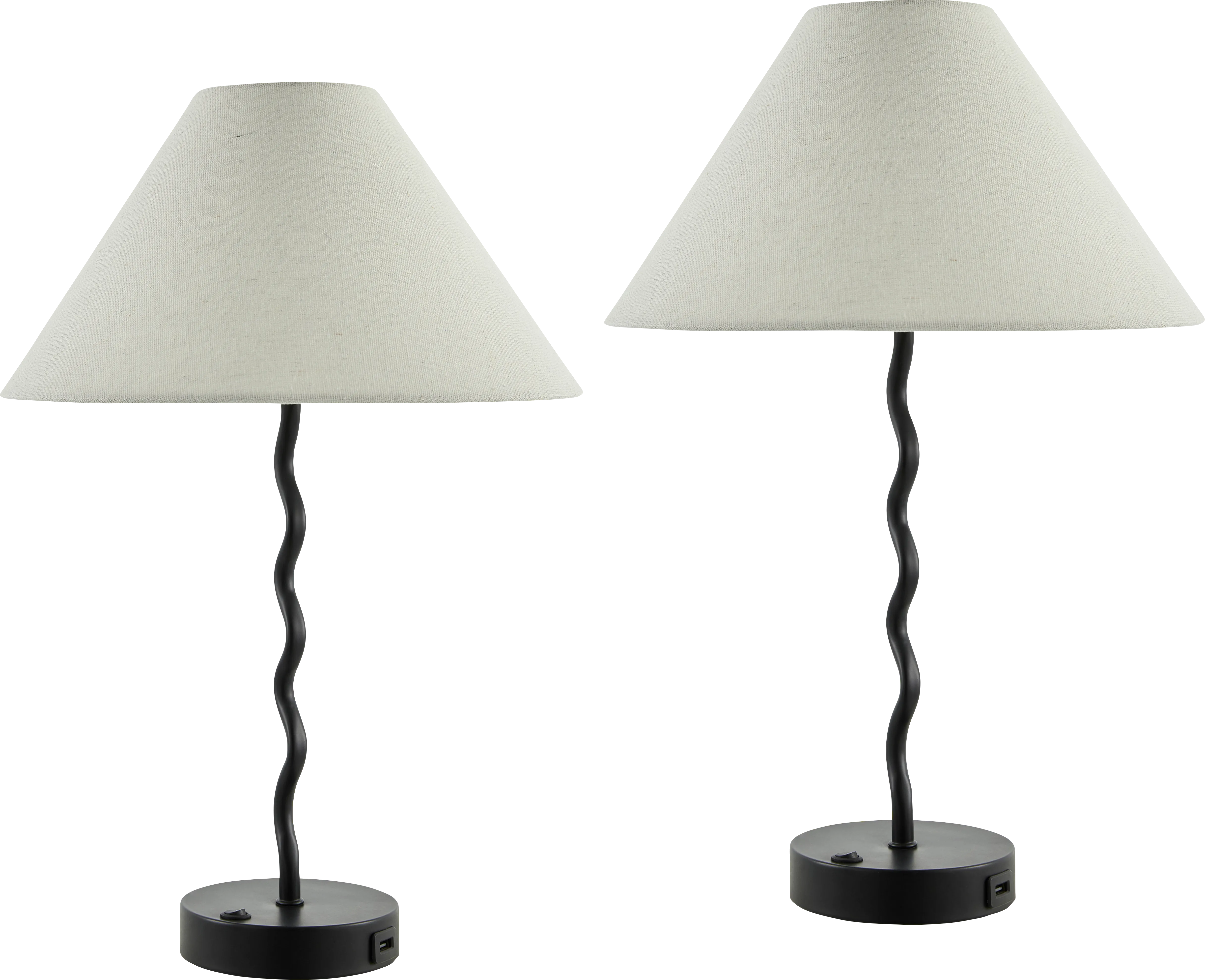 Kids Squiggly Lane Black Lamp, Set of 2