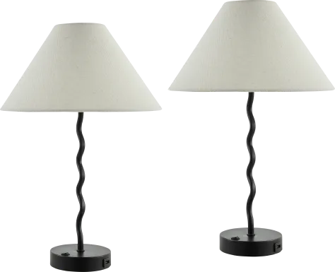 Kids Squiggly Lane Black Lamp, Set of 2