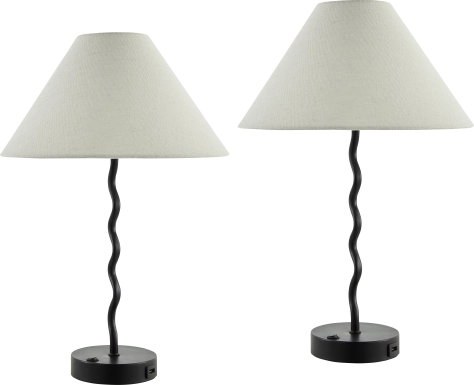 Kids Squiggly Lane Black Lamp, Set of 2
