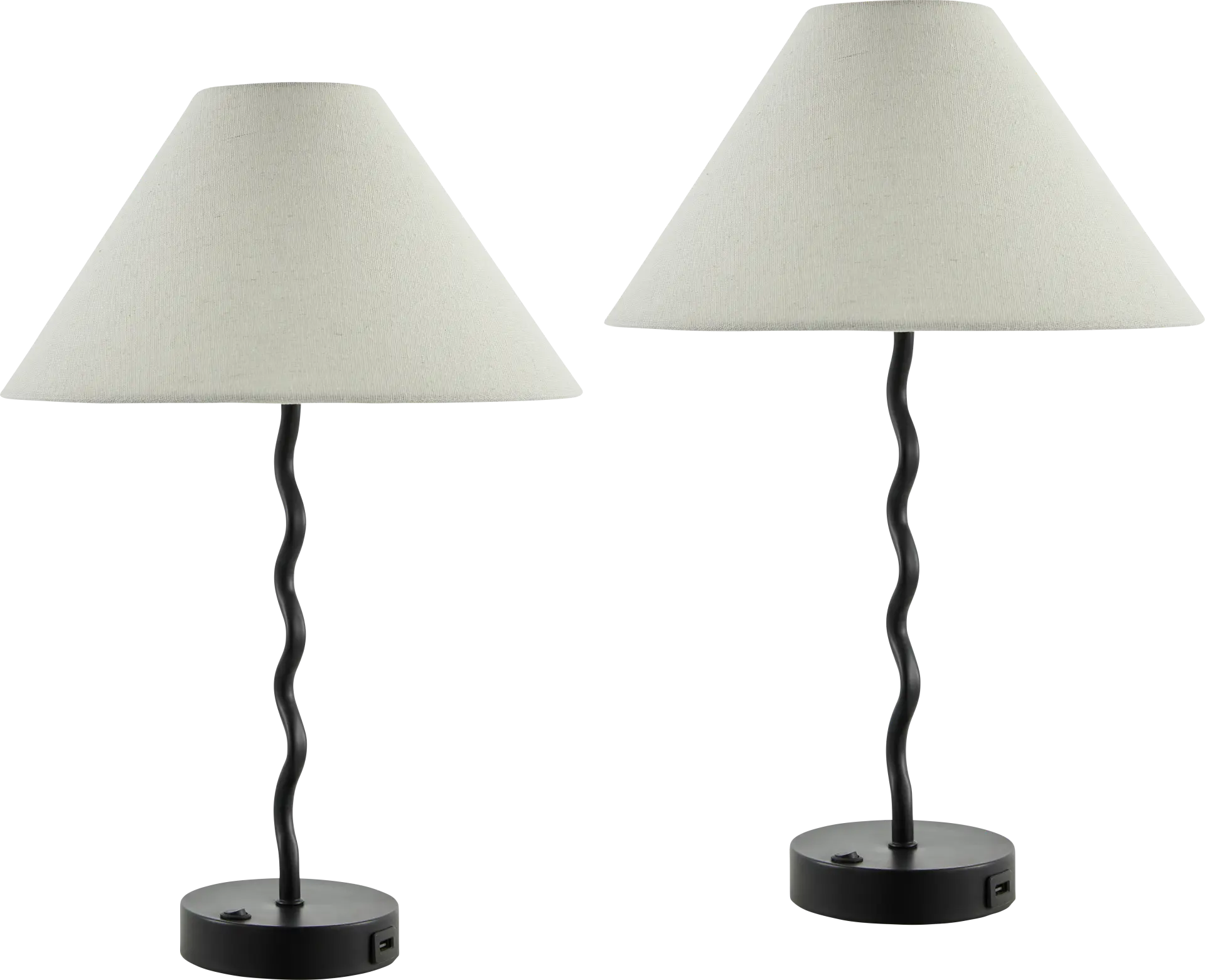 Kids Squiggly Lane Black Lamp, Set of 2