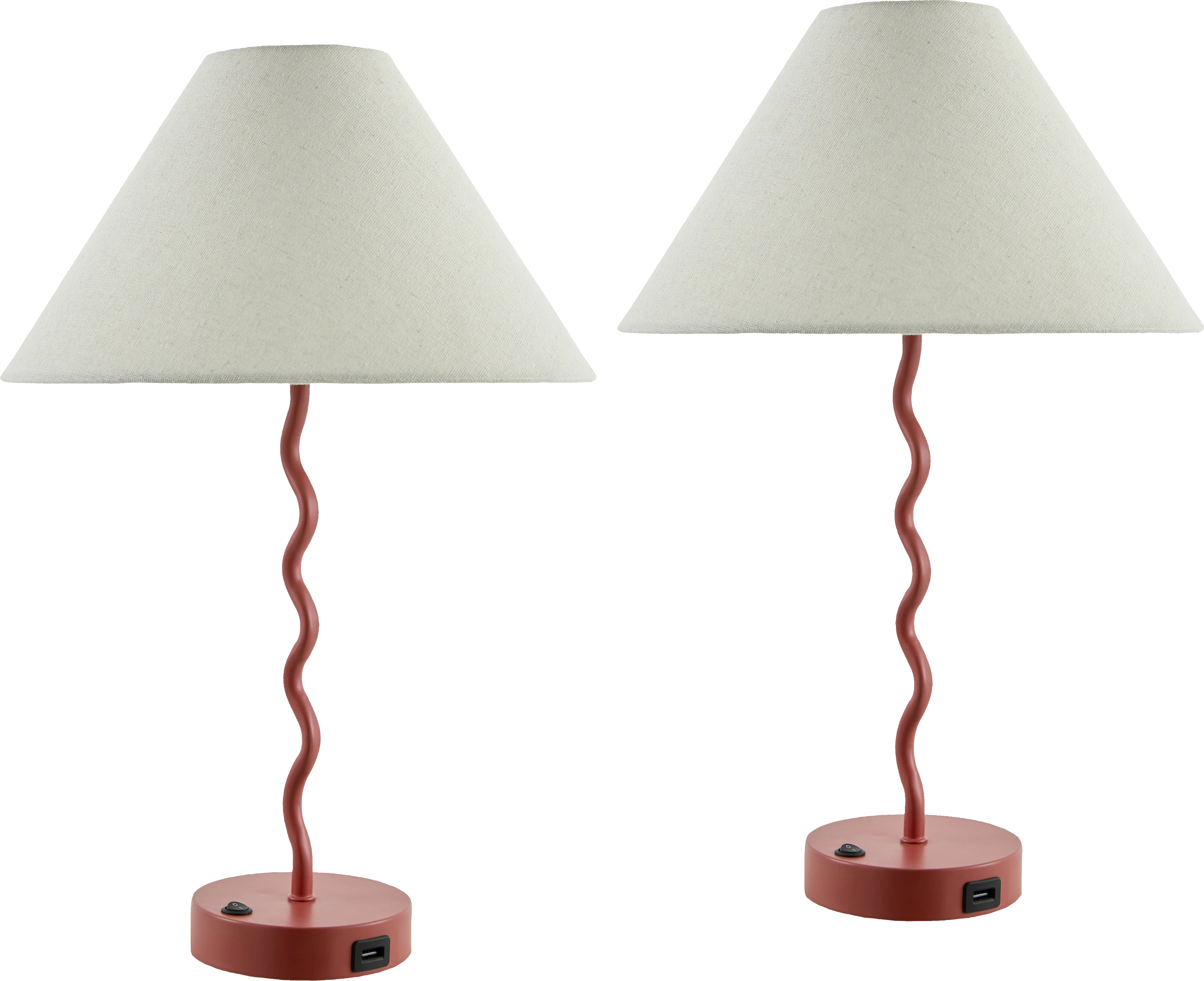 Kids Squiggly Lane Red Lamp, Set of 2 - Thumbnail - Image 1