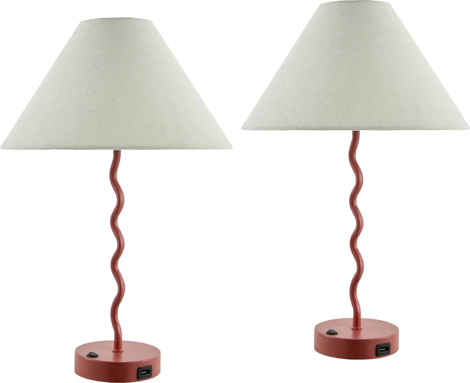 Kids Squiggly Lane Red Lamp, Set of 2 - Image 1