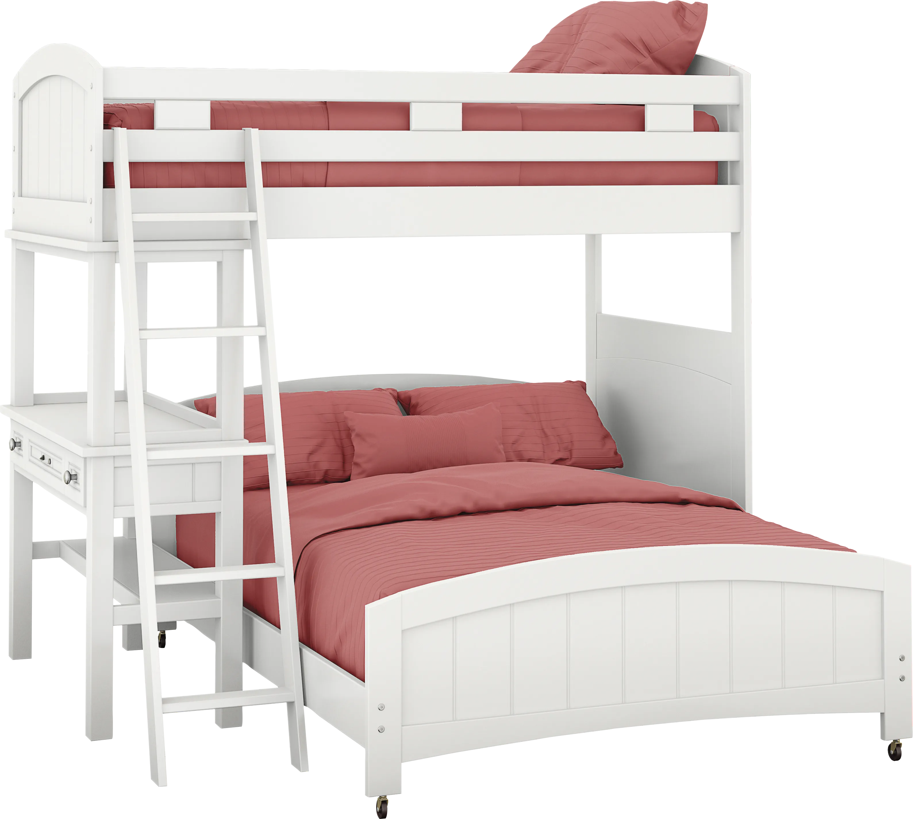Kids Cottage Colors White Twin/Full Loft Bed with Desk - Thumbnail - Image 1
