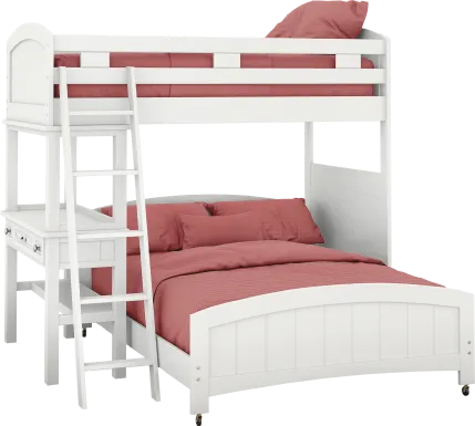 Kids Cottage Colors White Twin/Full Loft Bed with Desk