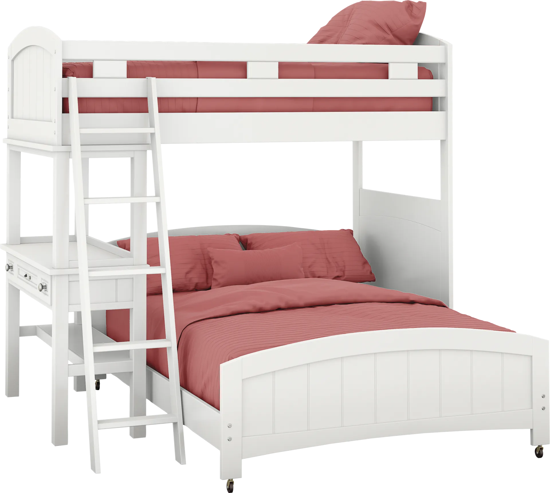 Kids Cottage Colors White Twin/Full Loft Bed with Desk - Image 1