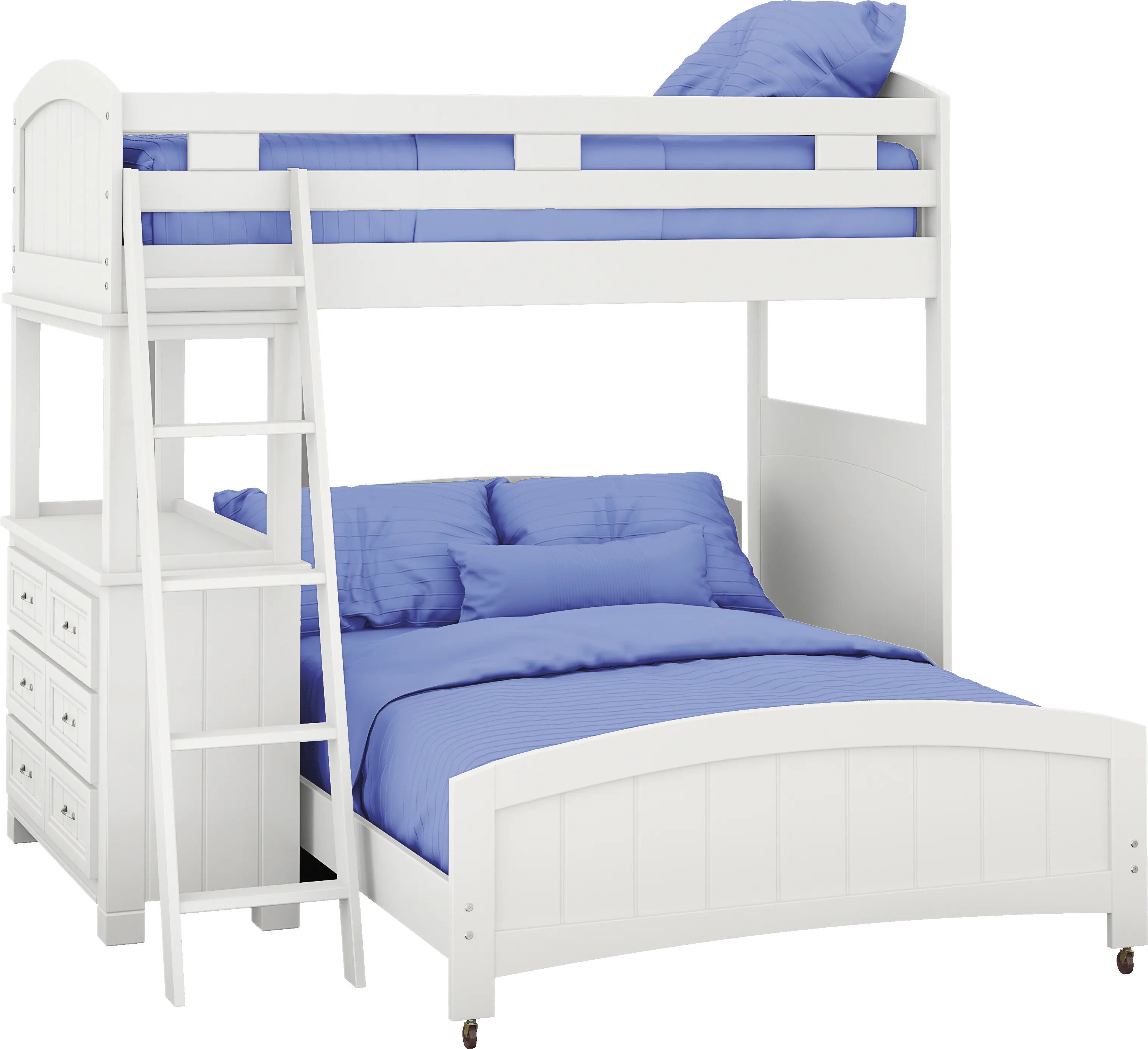 Kids Cottage Colors White Twin/Full Loft Bed with Dresser - Thumbnail - Image 1