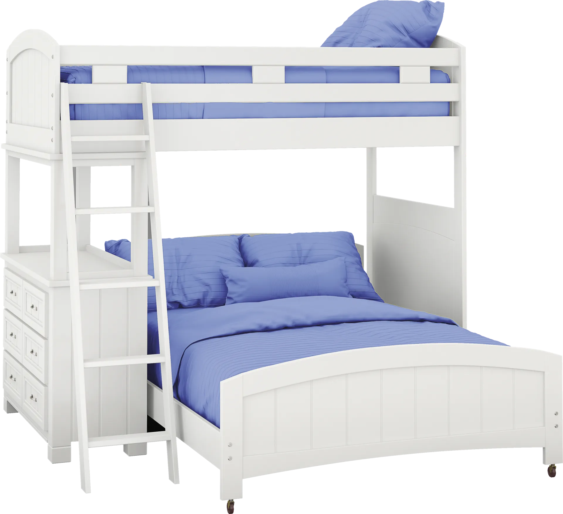 Kids Cottage Colors White Twin/Full Loft Bed with Dresser - Image 1