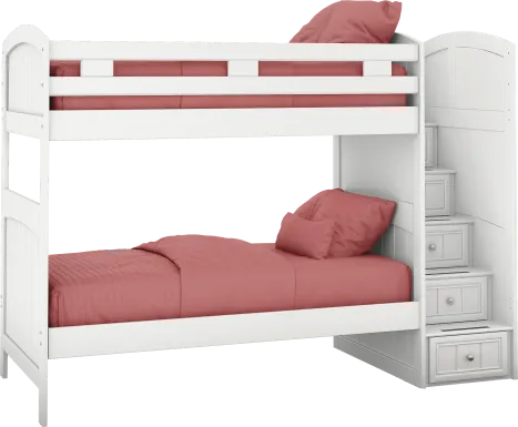 Kids Cottage Colors White Twin/Twin Step Bunk Bed