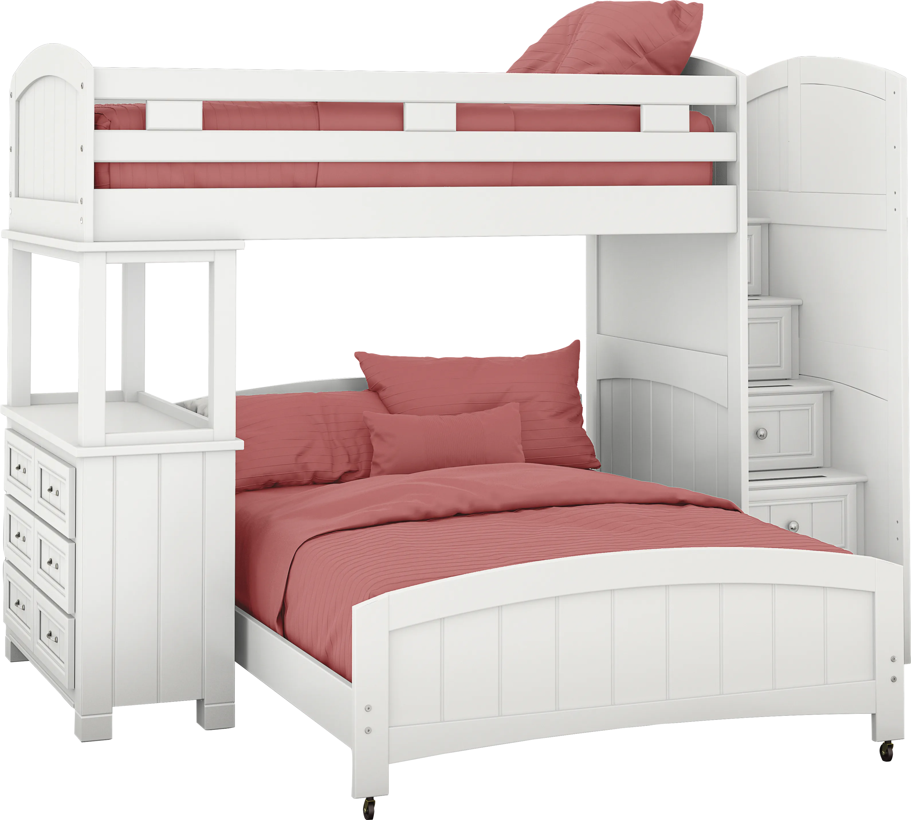 Kids Cottage Colors White Twin/Full Step Loft with Dresser - Thumbnail - Image 1