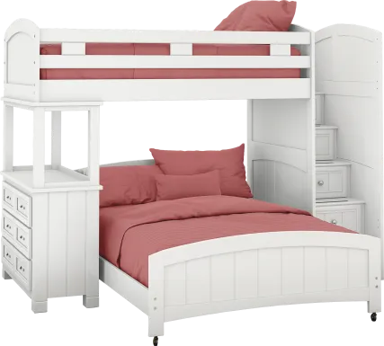 Kids Cottage Colors White Twin/Full Step Loft with Dresser