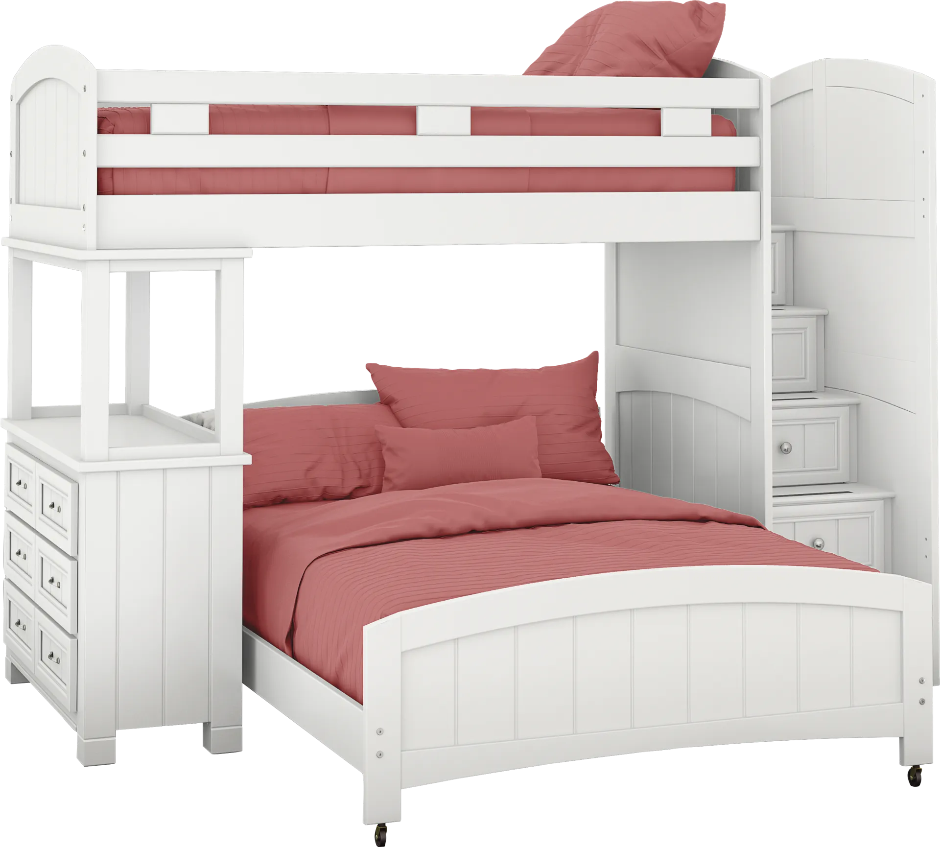 Kids Cottage Colors White Twin/Full Step Loft with Dresser - Image 1